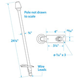 Seachoice 05571 All-Round White Stow-A-Way Light With Base, 24-1/8" High