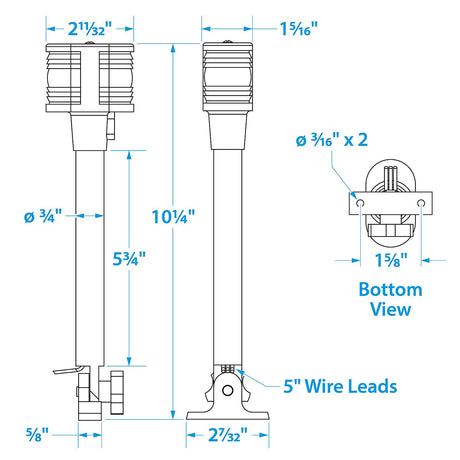 Seachoice 05961b Fold-Down Masthead and All-Round White Light