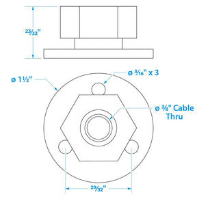 Seachoice 10031 Chrome Plated Brass Cable Outlet - 3/8"