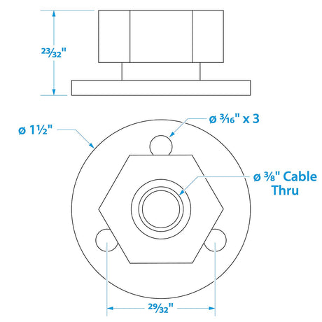 Seachoice 10031 Chrome Plated Brass Cable Outlet - 3/8"