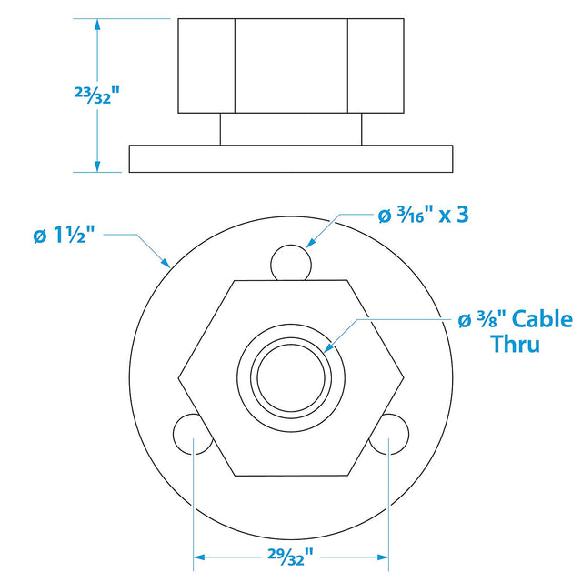 Seachoice 10031 Chrome Plated Brass Cable Outlet - 3/8"