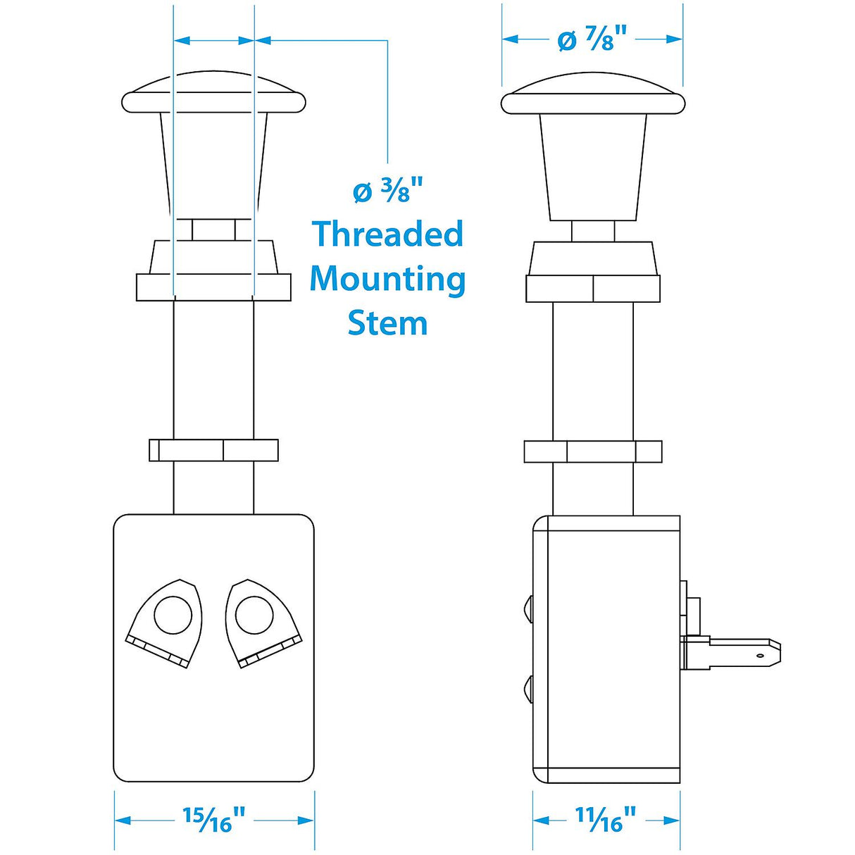 Seachoice 2 Position Push Pull Switch Off/On (Spade)