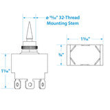 Seachoice 3 Position Toggle Switch, Black Plastic Paddle On/Off/On