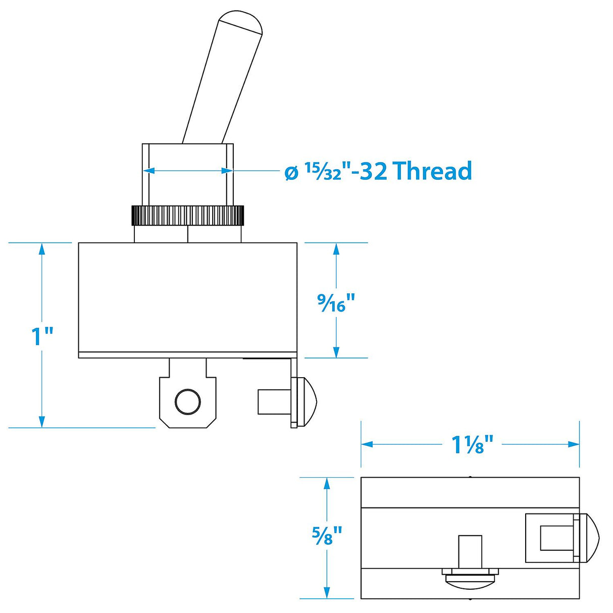Seachoice 2 Postion Toggle Switch With 2 Screw Terminals Off/Mom. On