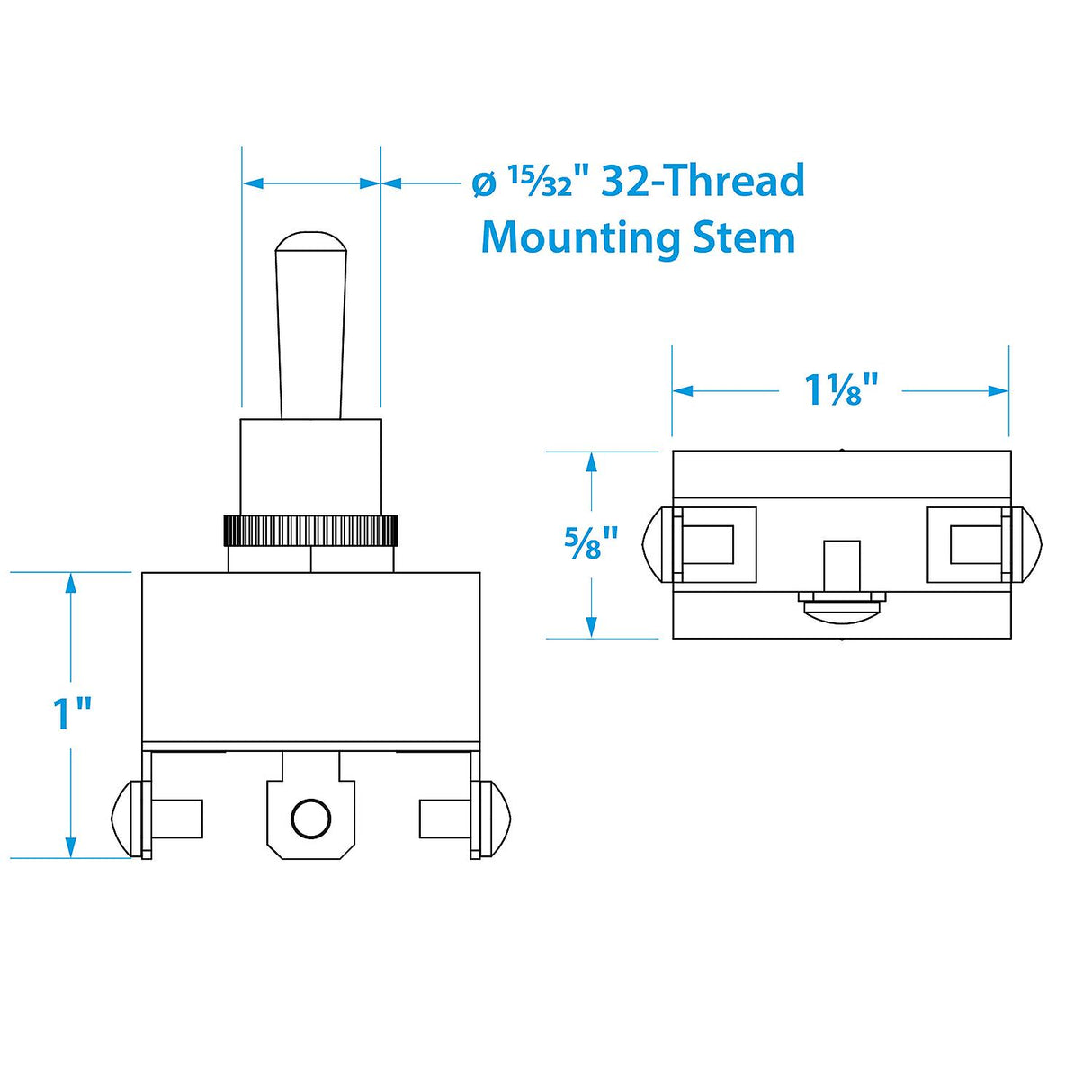 Seachoice 3 Position Toggle Switch With 3 Screw Terminals Mom. On/Off/Mom. On