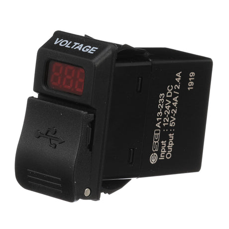 Seachoice 15079 Dual Socket USB with Voltmeter