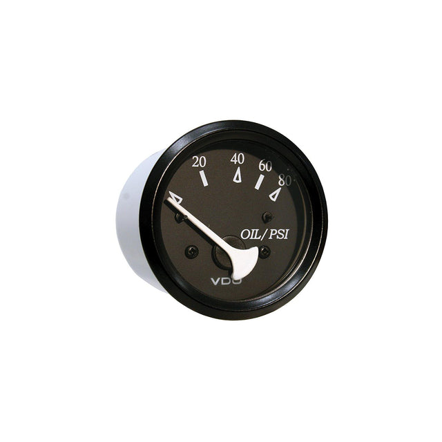 Seachoice 15221 Gauge, Black Bezel / Black Face, Oil Pressure