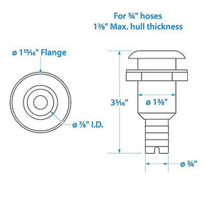 Seachoice Stainless Steel Covered Thru-Hull