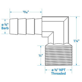 Seachoice 20861 90 Degree Brass Fuel Elbow