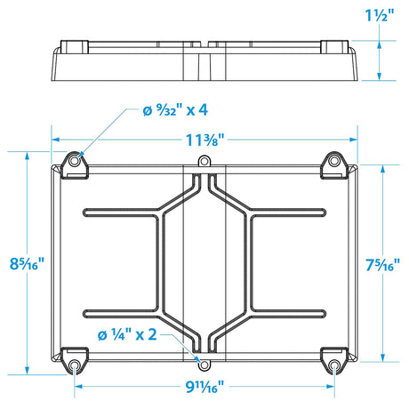 Seachoice 22021 Battery Tray With Stainless Steel Hold Down Rods