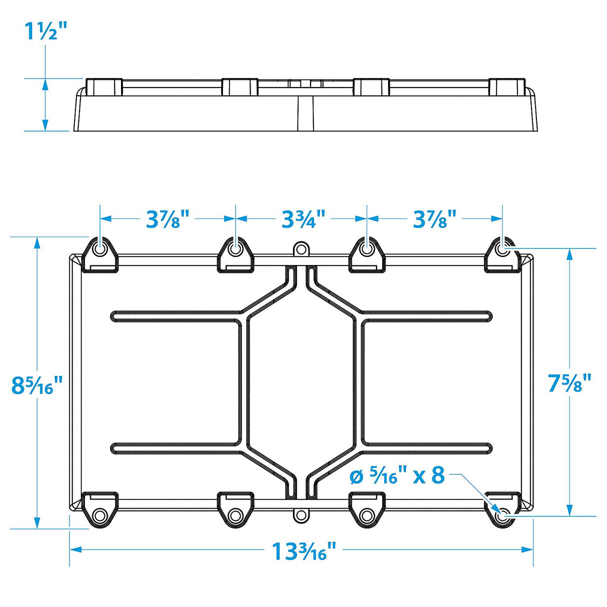 Seachoice 22071 Battery Tray With Stainless Steel Hold Down Rods