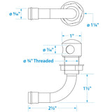 Seachoice Thru-Hull Vent For 9/16" or 5/8" Hose, Chrome Plated