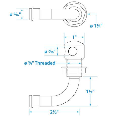 Seachoice Thru-Hull Vent For 9/16" or 5/8" Hose, Chrome Plated