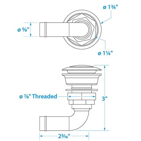 Seachoice 90 Degree Stainless Steel Flush Mount Fuel Vent for 5/8" Hose