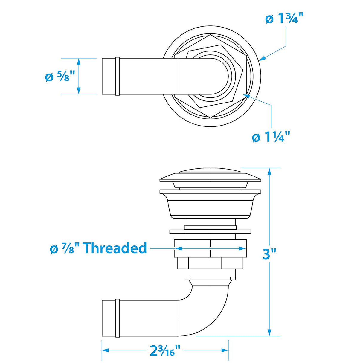 Seachoice 90 Degree Stainless Steel Flush Mount Fuel Vent for 5/8" Hose