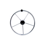 Seachoice 5 Spoke 15" Stainless Steel Destroyer Steering Wheel With Turning Knob & Black Center Cap