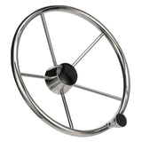 Seachoice 5 Spoke 15" Stainless Steel Destroyer Steering Wheel With Turning Knob & Black Center Cap