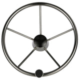 Seachoice 5 Spoke 15" Stainless Steel Destroyer Steering Wheel With Turning Knob & Black Center Cap