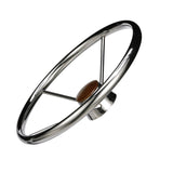Seachoice 5 Spoke 15" Stainless Steel Destroyer Steering Wheel With Genuine Teak Cap