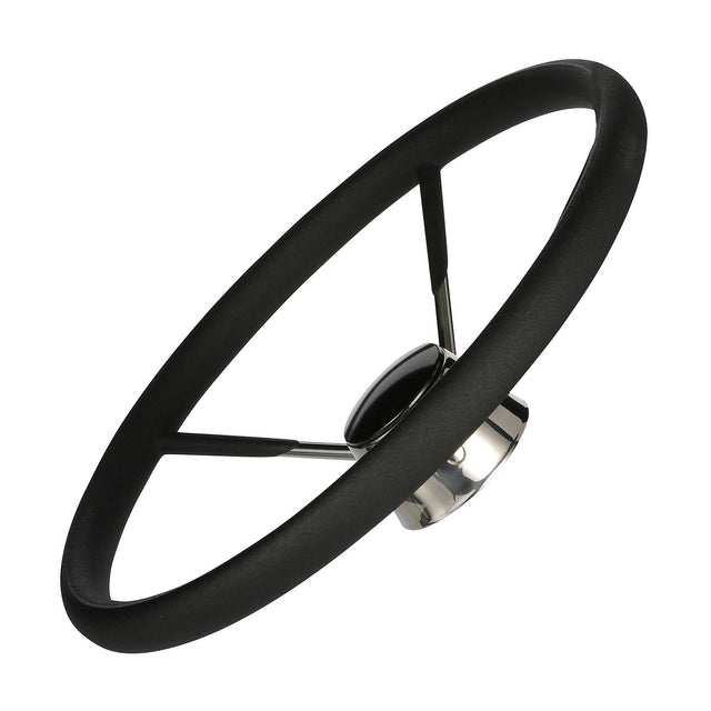 Seachoice 5 Spoke 15″ Stainless Steel Destroyer Steering Wheel With Permanent Foam Grip & Black Center Cap
