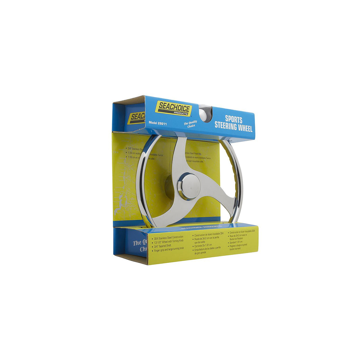 Seachoice 3 Spoke Stainless Steel Steering Wheel w/Turning Knob