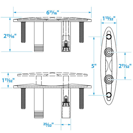 Seachoice Stainless Steel Pull Up Cleat With Studs