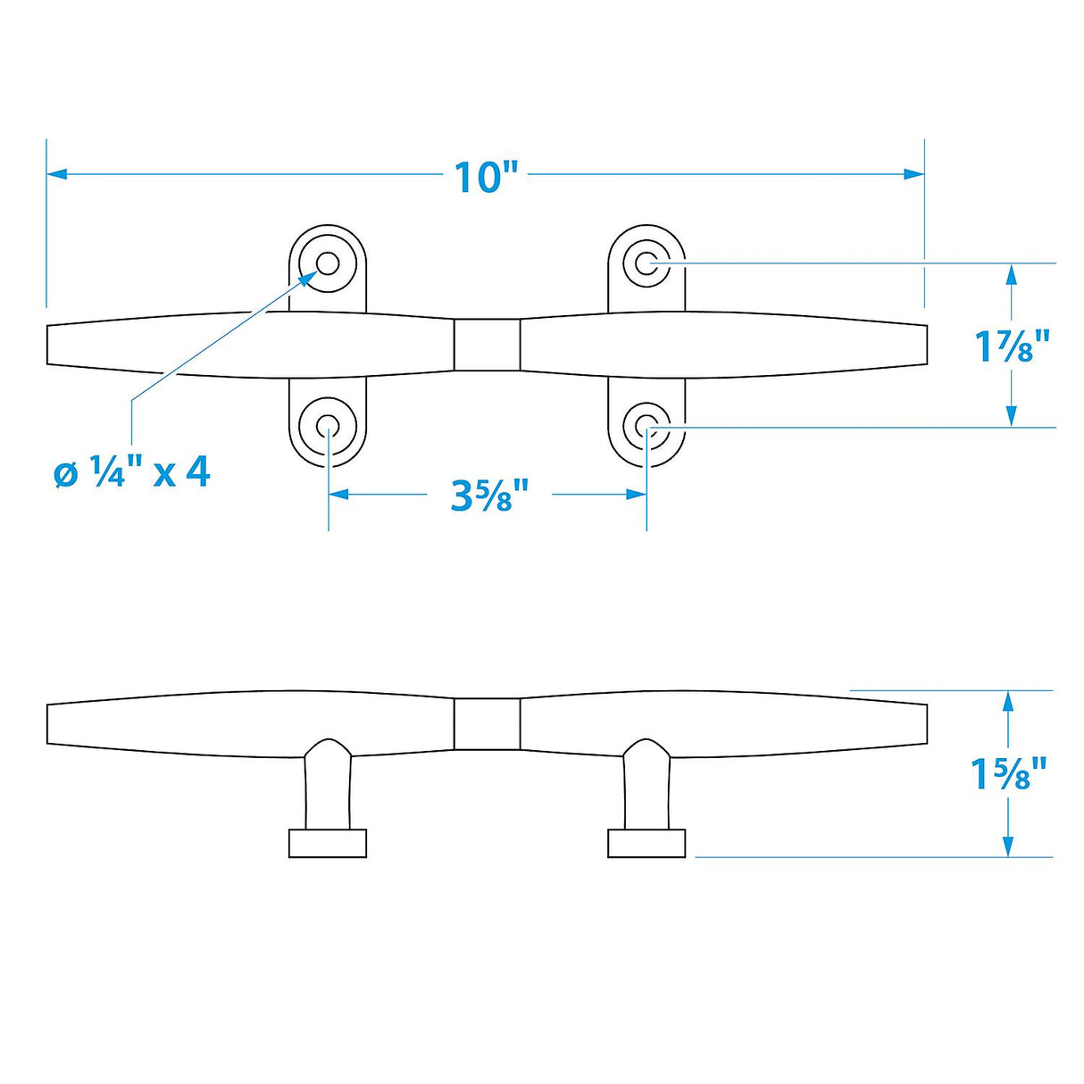 Seachoice Stainless Steel Hollow Base Cleat
