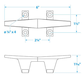 Seachoice Chrome Plated Zinc Hollow Base Cleat