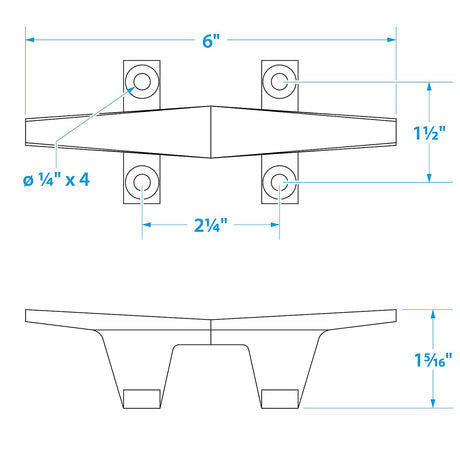 Seachoice Chrome Plated Zinc Hollow Base Cleat