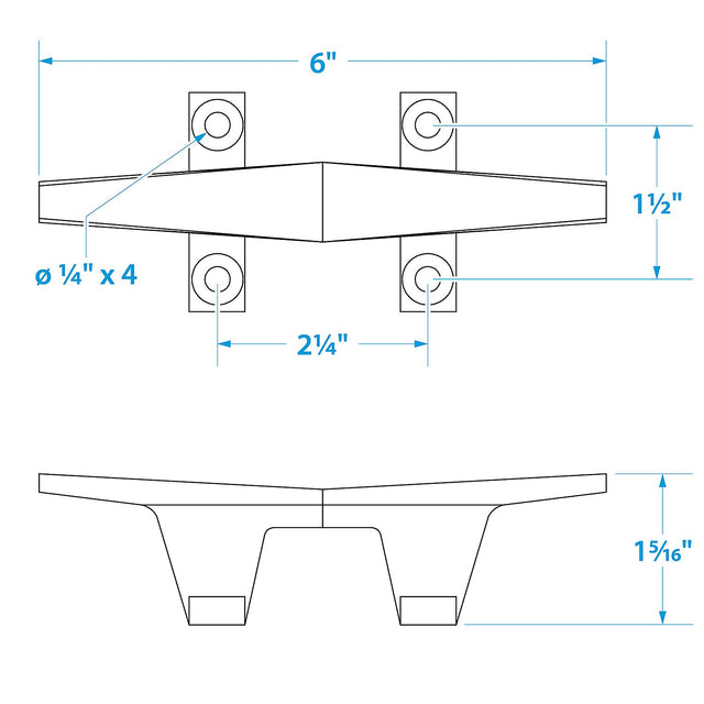 Seachoice Chrome Plated Zinc Hollow Base Cleat