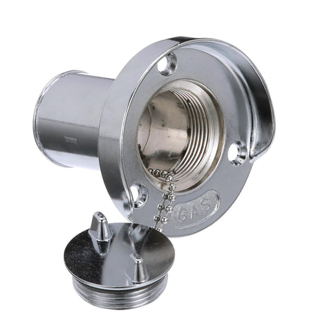 Seachoice Chrome Plated Zinc Gas Deck Fill With Cap (Beaded Chain Tether) For 1-1/2" Hose