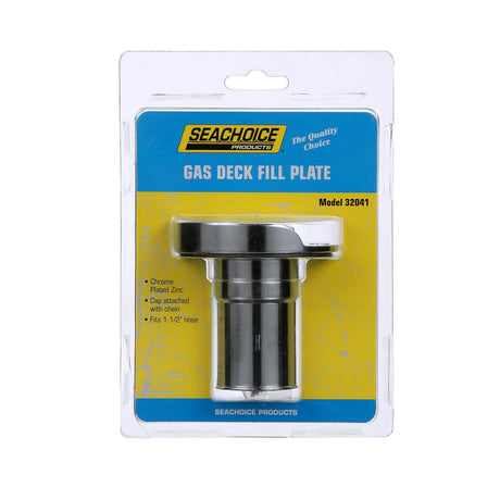 Seachoice Chrome Plated Zinc Gas Deck Fill With Cap (Beaded Chain Tether) For 1-1/2" Hose