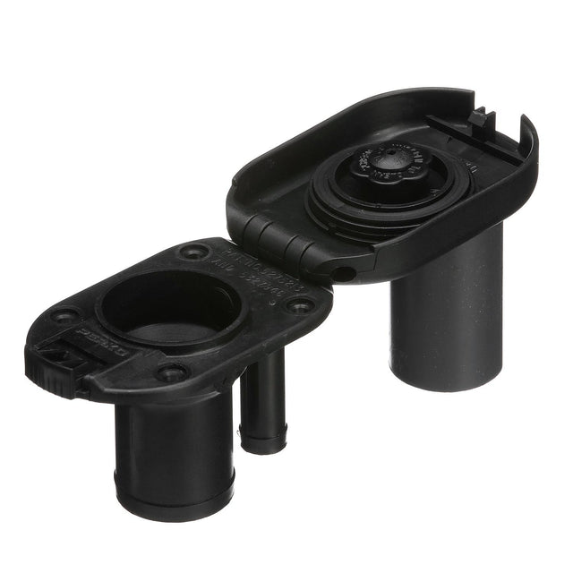 Seachoice Molded Plastic Gas Deck Fill With Vent and Cap (Hinge Flip Top) For 1-1/2" Hose