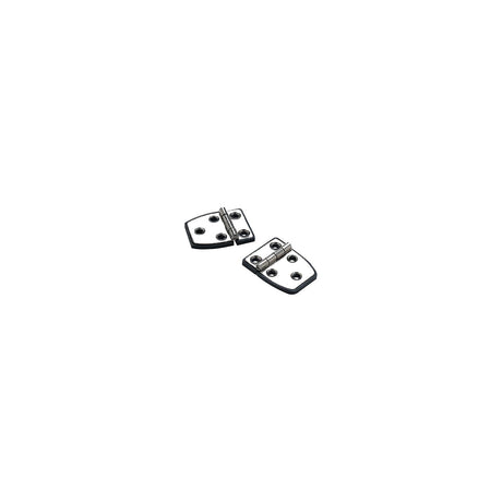 SeaChoice 50-34351 (2) 2-1/4" x 1-1/2" Polished Stainless Steel 3/4" Short Side Hinges with Black Nylon Base Plate