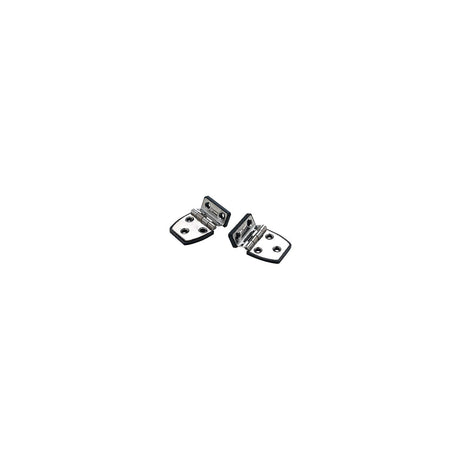 SeaChoice 50-34471 (2) 2-1/4" x 1-1/2" Polished Stainless Steel Offset Short Side Hinges with Black Nylon Base Plate
