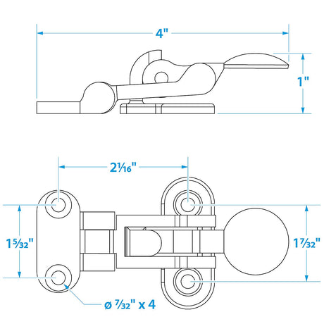 Seachoice Chrome Plated Brass Anti-Rattle Hatch Fastener