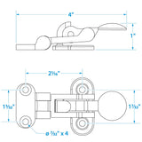 Seachoice Chrome Plated Brass Anti-Rattle Hatch Fastener