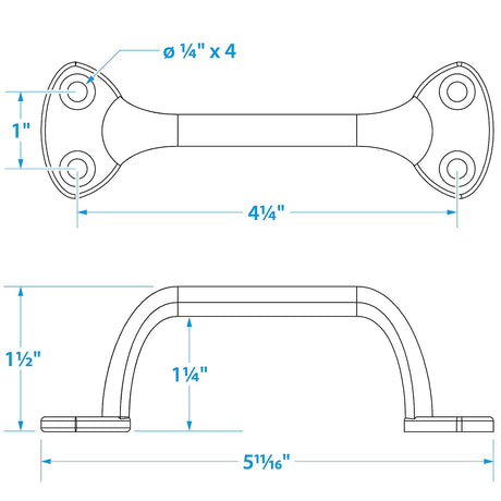 Seachoice Chrome Plated Brass Transom Handle 6"
