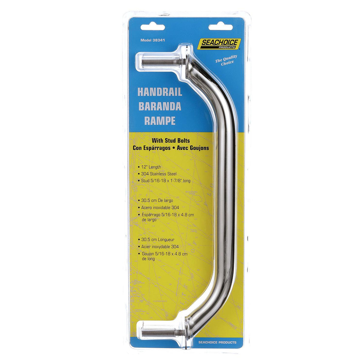 Seachoice 38341 Stainless Steel Hand Rail With Studs