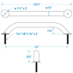 Seachoice 38341 Stainless Steel Hand Rail With Studs