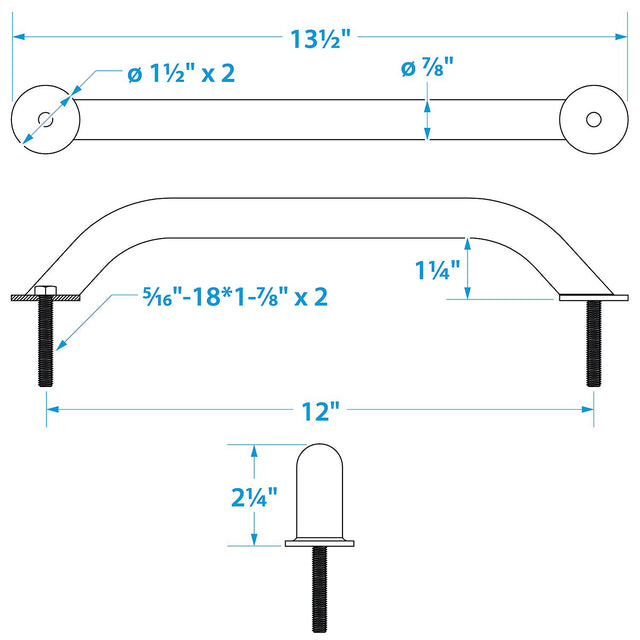 Seachoice 38341 Stainless Steel Hand Rail With Studs