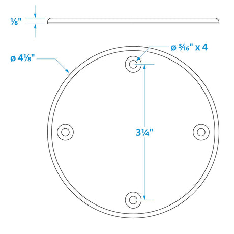 Seachoice Polypropylene Cover Plate Arctic White OD: 4-1/8"