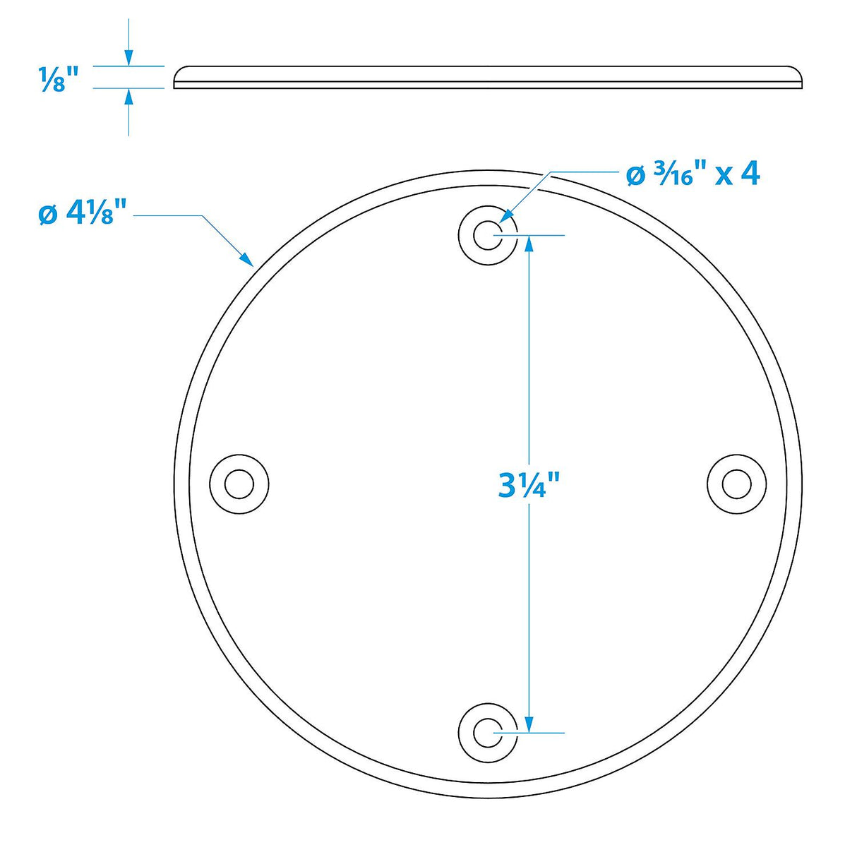 Seachoice Polypropylene Cover Plate Arctic White OD: 4-1/8"