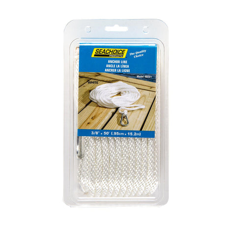 Seachoice Solid Braid Nylon Anchor Line White, 3/8" x 50'