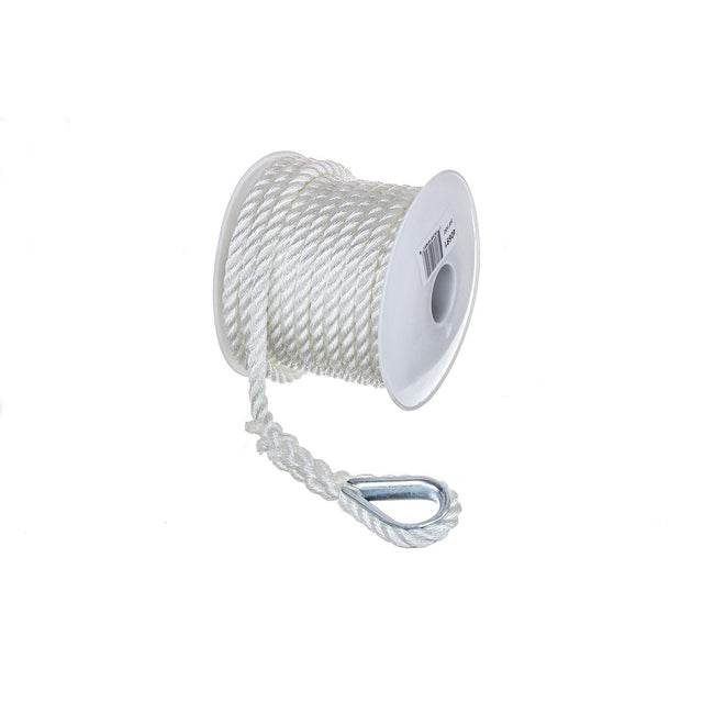 Seachoice 40691 3-Strand Twisted Nylon Anchor Line - White, 3/8" x  50'
