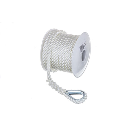 Seachoice 40691 3-Strand Twisted Nylon Anchor Line - White, 3/8" x  50'
