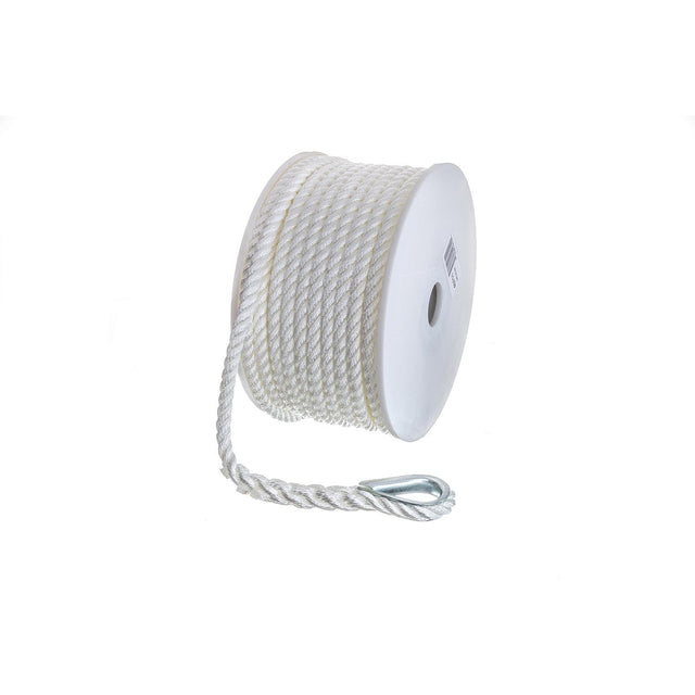 Seachoice 40711 3-Strand Twisted Nylon Anchor Line - White, 3/8″ x 100'