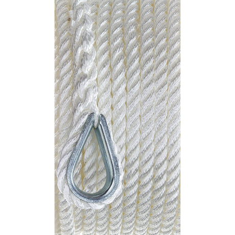 Seachoice 40711 3-Strand Twisted Nylon Anchor Line - White, 3/8" x 100'