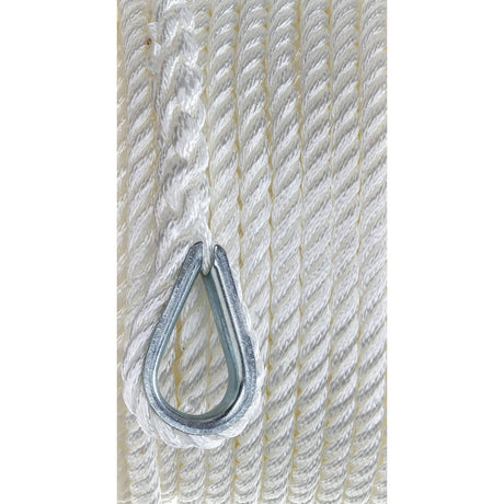 Seachoice 40721 3-Strand Twisted Nylon Anchor Line - White, 3/8" x 150