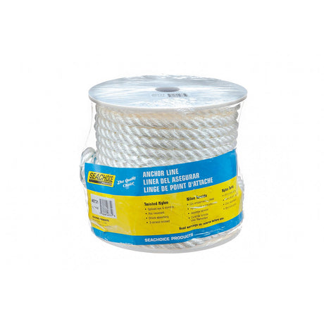 Seachoice 40731 3-Strand Twisted Nylon Anchor Line - White, 1/2" x 100'